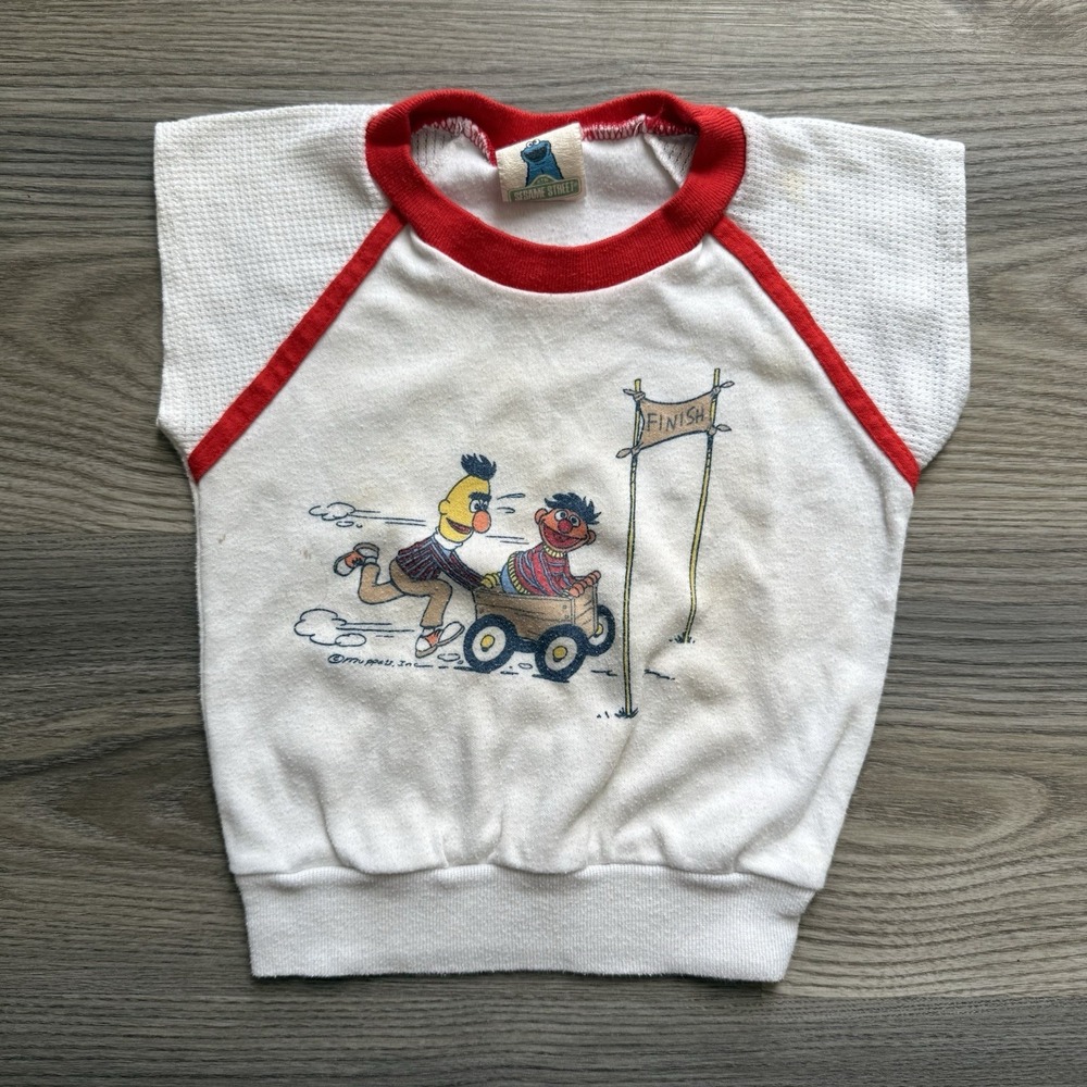 Vintage 70s 80s Sesame Street Bert & Ernie Toddler Mesh T Shirt Size 3T USA RARE